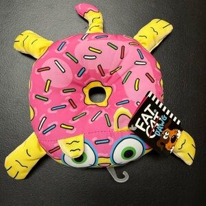 Fat Cat NWT Donut Dawg Crinkle & Squeaky Plush Pink Sprinkle Donut Dog Toy